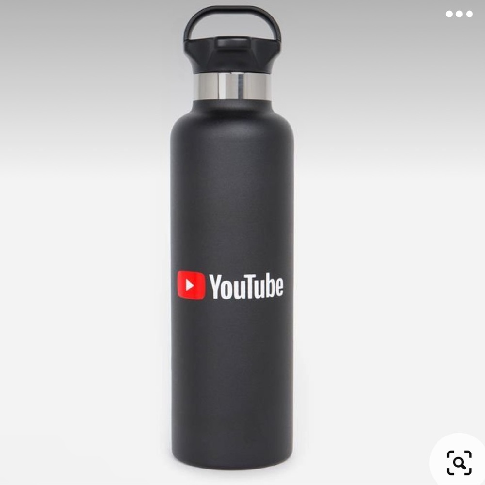 Stainless Steel “YouTube” Voyager Water Bottle in black